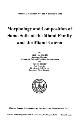 Morphology and Composition of Some Soils of the Miami Family and the Miami Catena