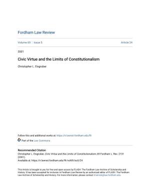 Civic Virtue and the Limits of Constitutionalism