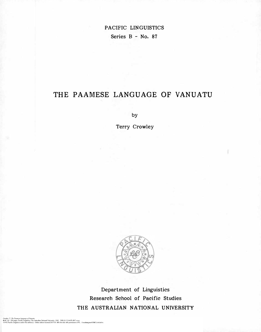 The Paamese Language of Vanuatu