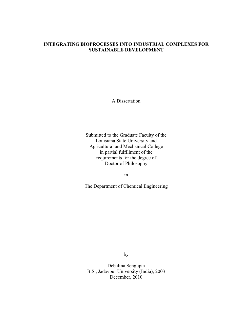 Integrating Bioprocesses Into Industrial Complexes For Sustainable ...