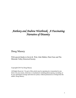 Anthony and Andrew Westbrook: a Fascinating Narrative of Disunity