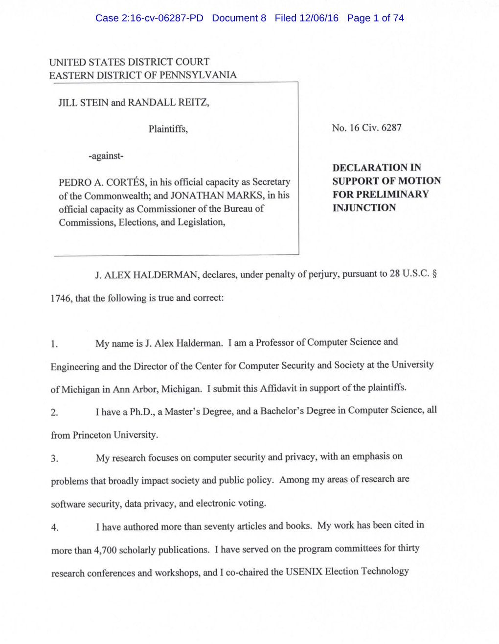 Case 2:16-Cv-06287-PD Document 8 Filed 12/06/16 Page 1 of 74