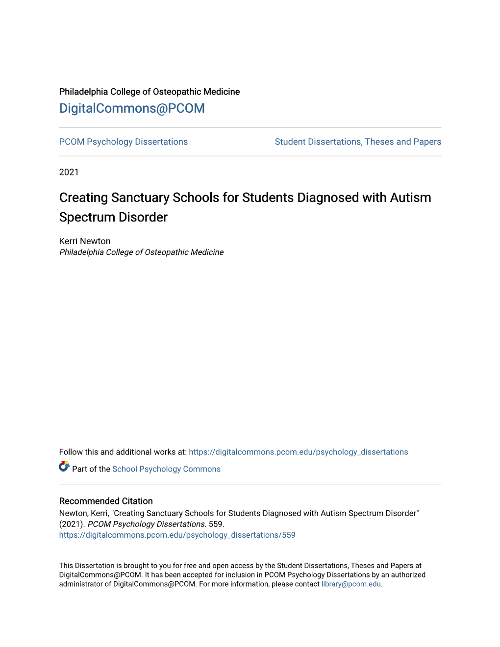 Creating Sanctuary Schools for Students Diagnosed with Autism Spectrum Disorder