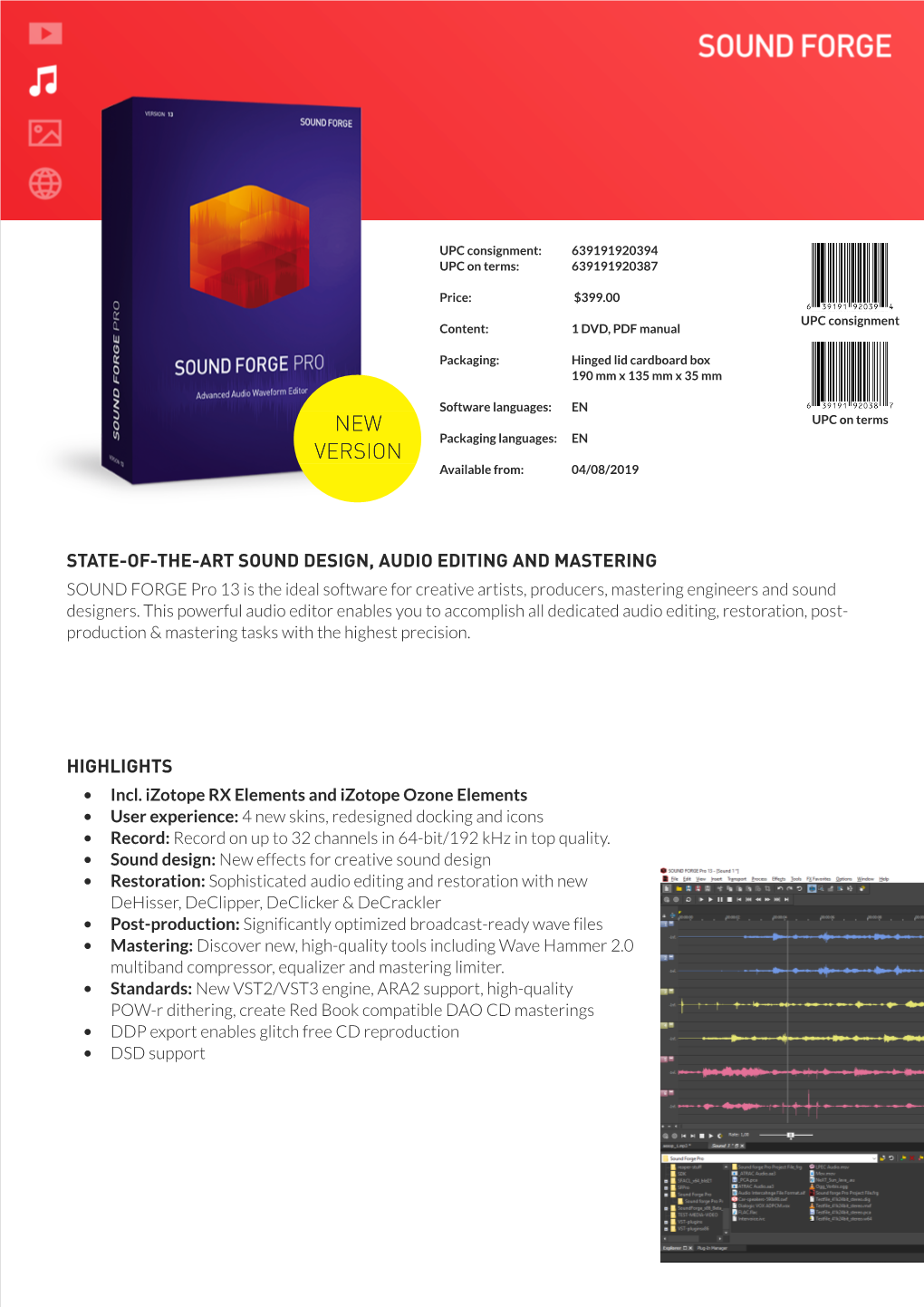 Sound Forge Pro 13 Data Sheet