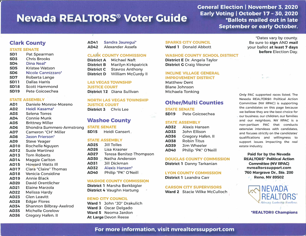 Nevada REAL TORS ® Voter Cuide