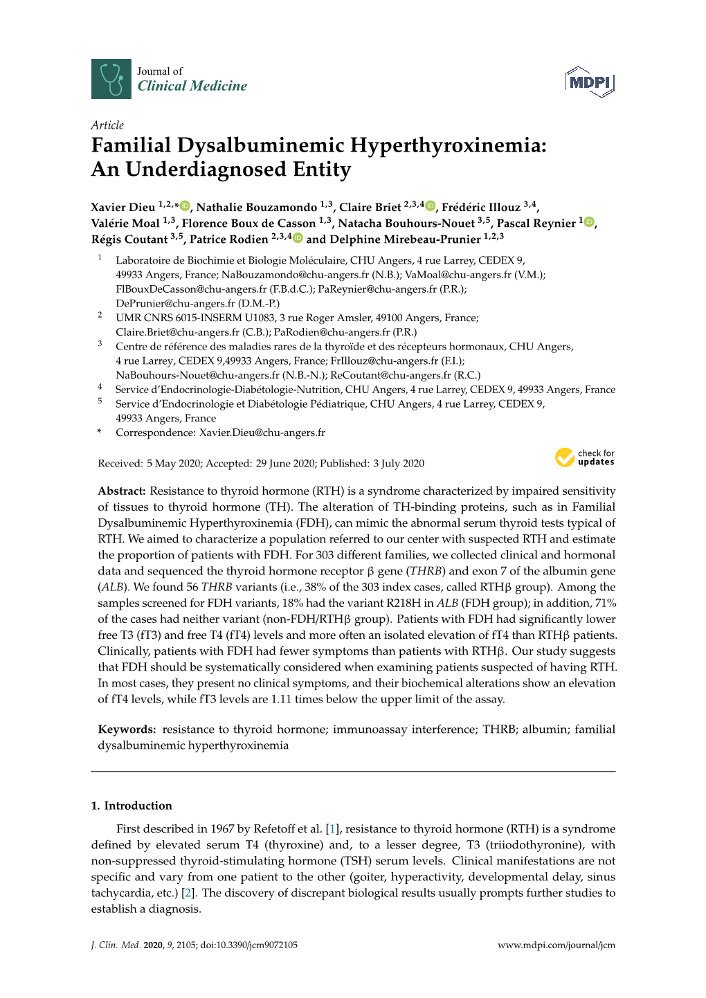 Familial Dysalbuminemic Hyperthyroxinemia: an Underdiagnosed Entity