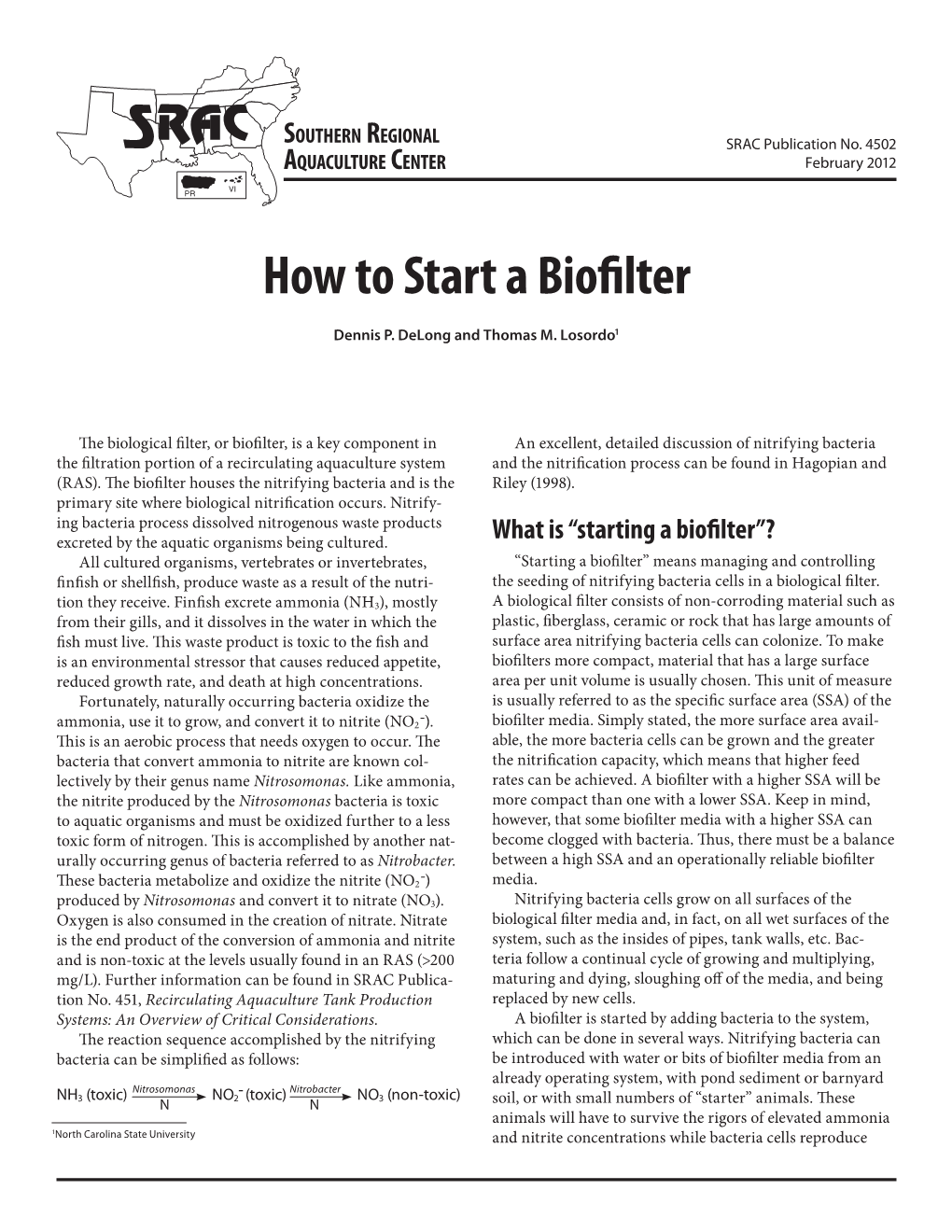 SRAC 4502: How to Start a Biofilter