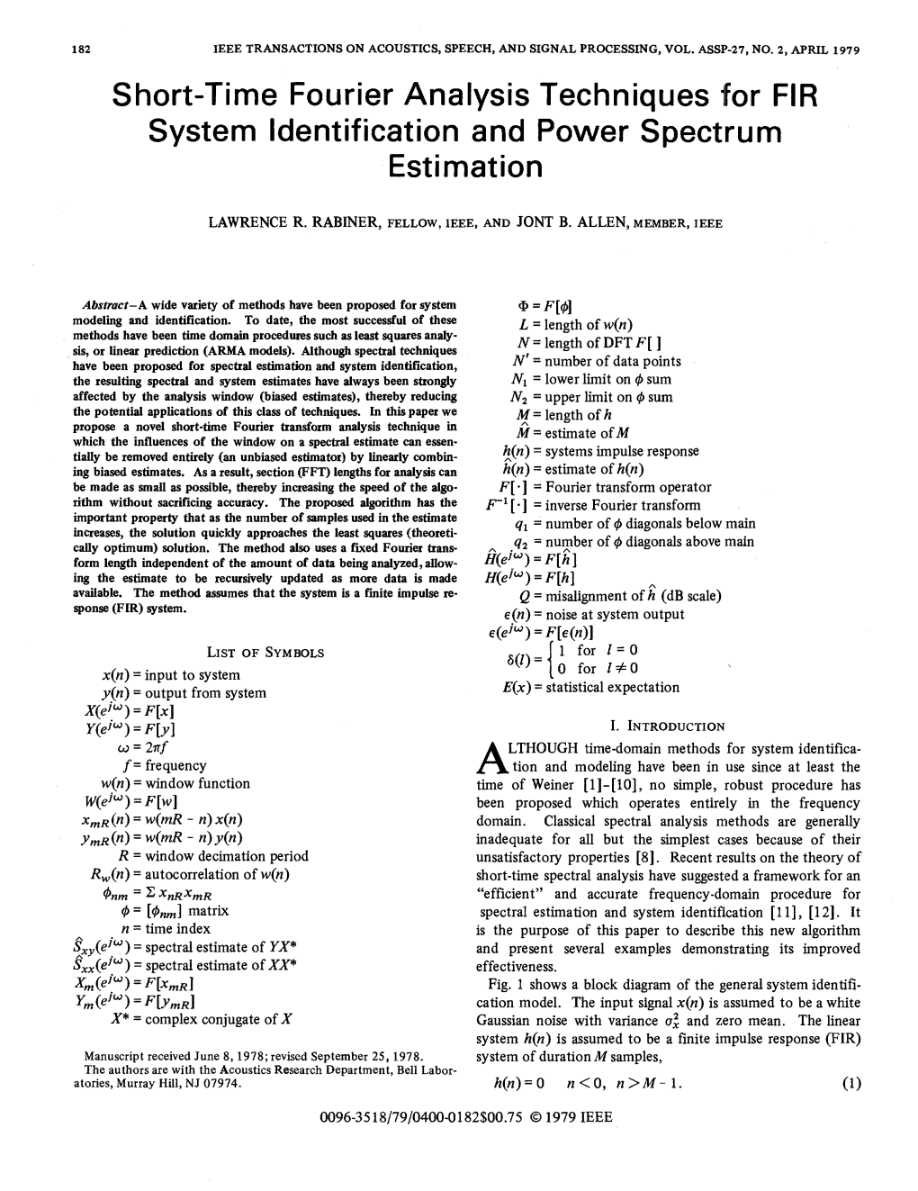 System Identification and Power Spectrum Estimation