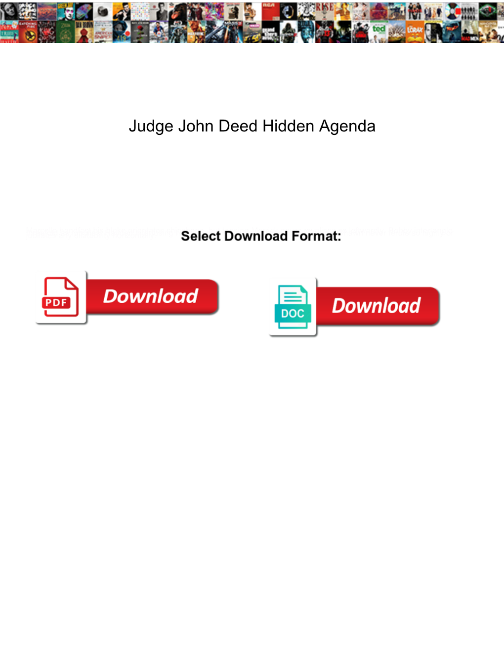 Judge John Deed Hidden Agenda