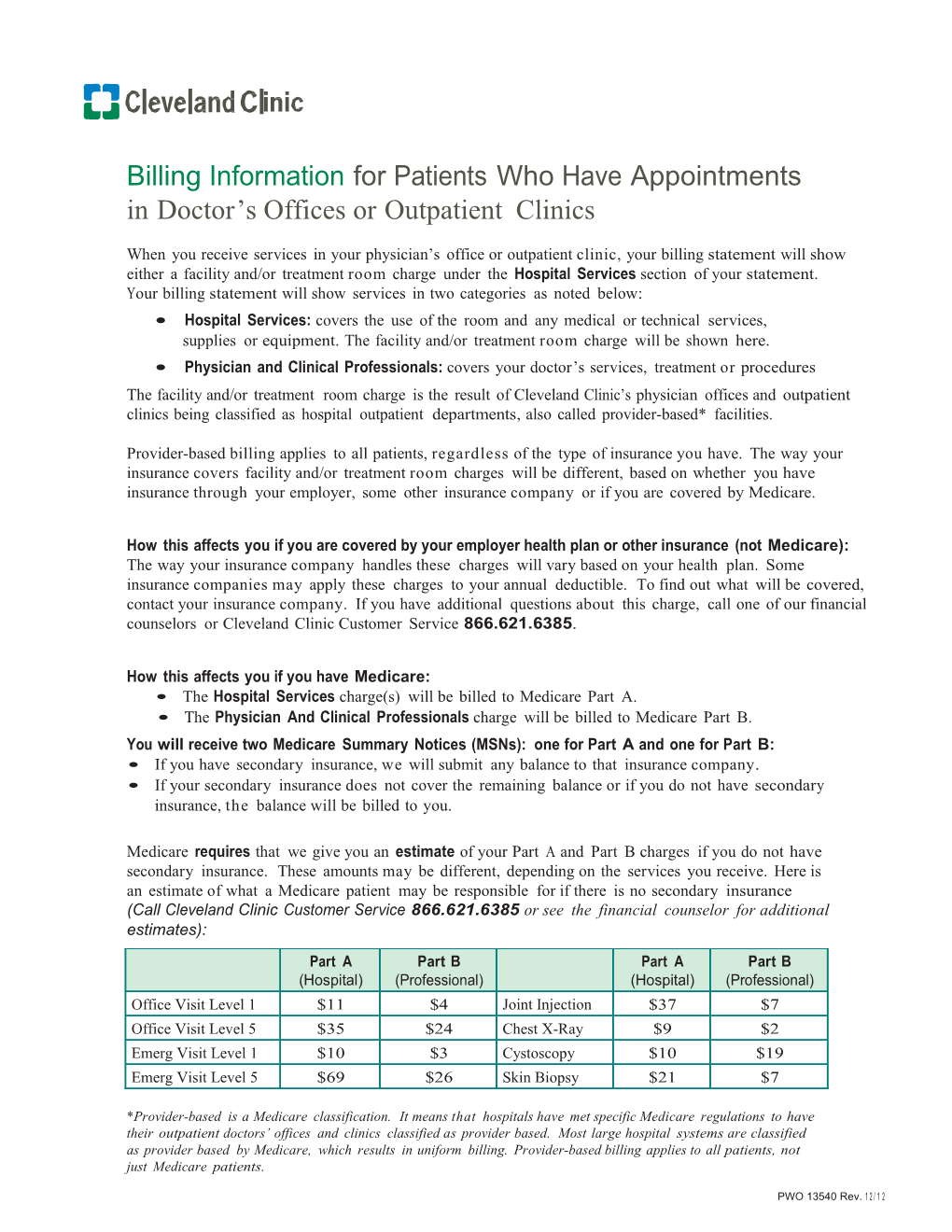 Billing Information for Patients Who Have Appointments