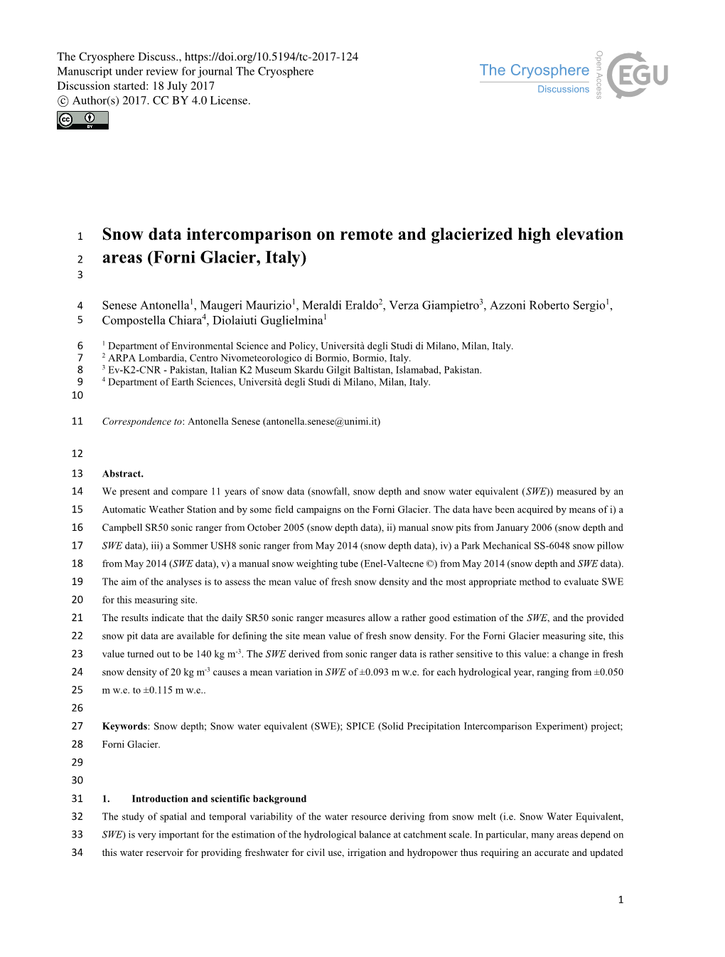 Snow Data Intercomparison on Remote and Glacierized High Elevation Areas