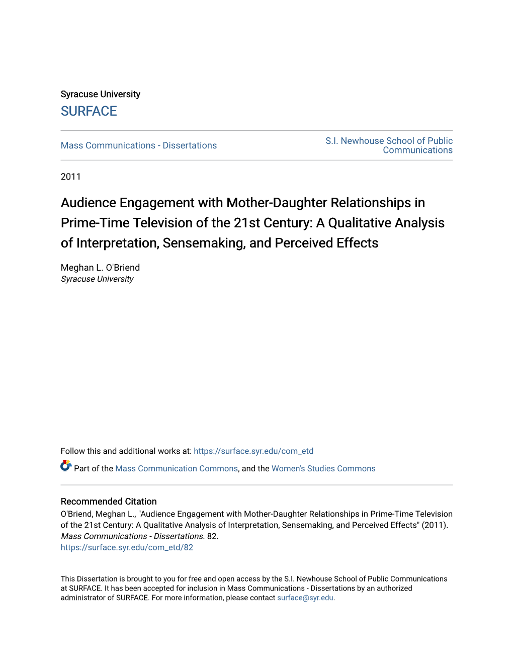 Audience Engagement with Mother-Daughter Relationships In