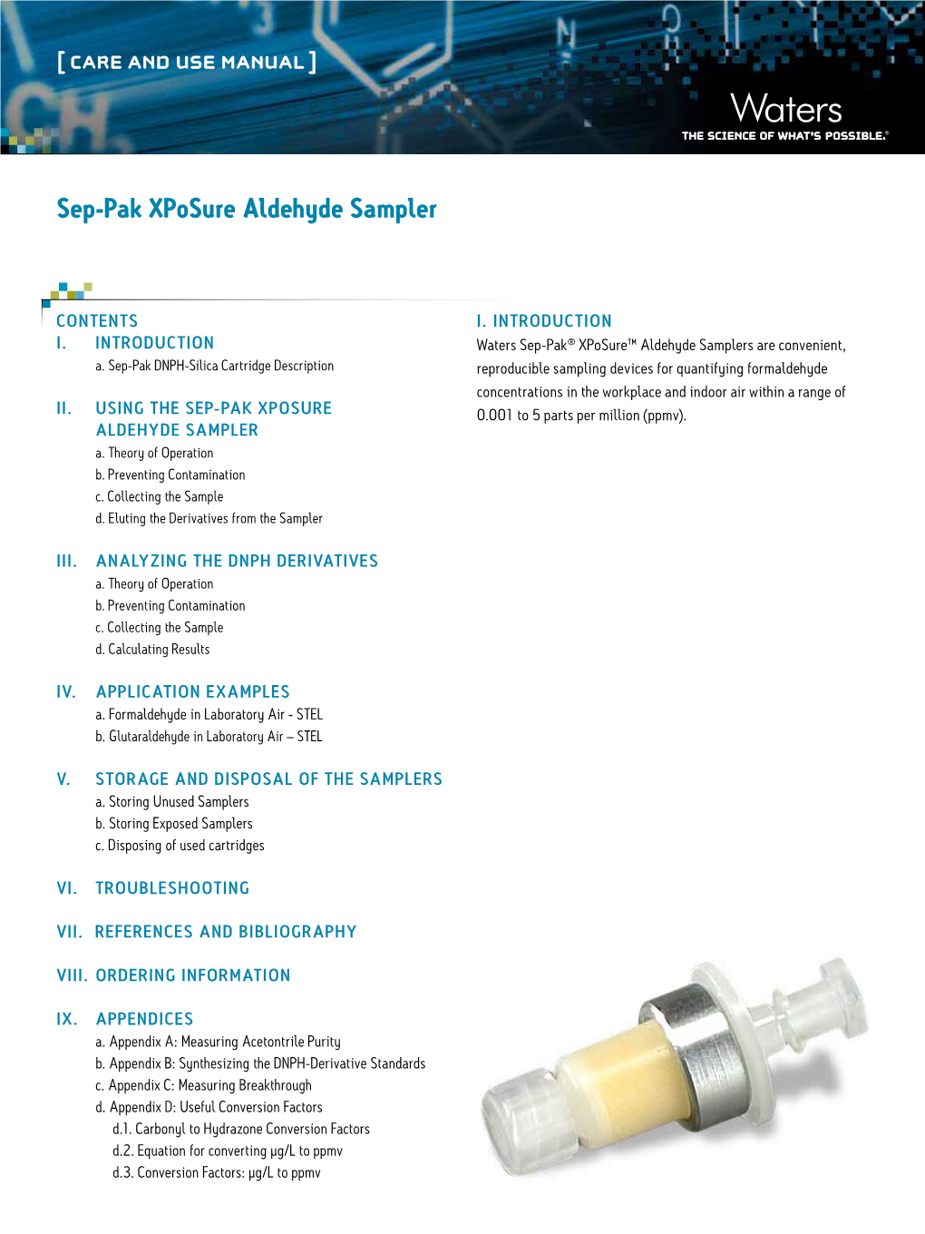 Sep-Pak Xposure Aldehyde Sampler