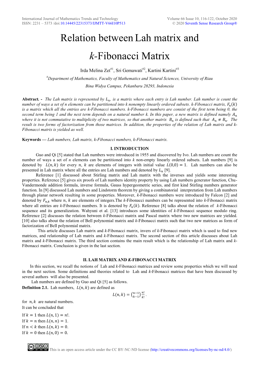 Relation Between Lah Matrix and K-Fibonacci Matrix