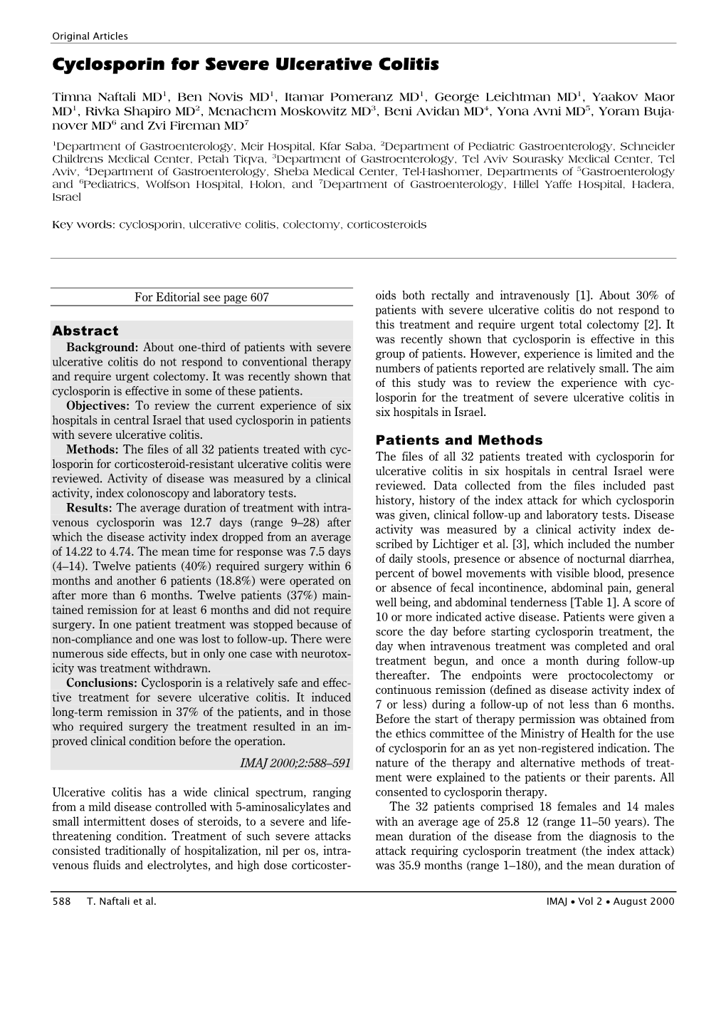 Cyclosporin for Severe Ulcerative Colitis