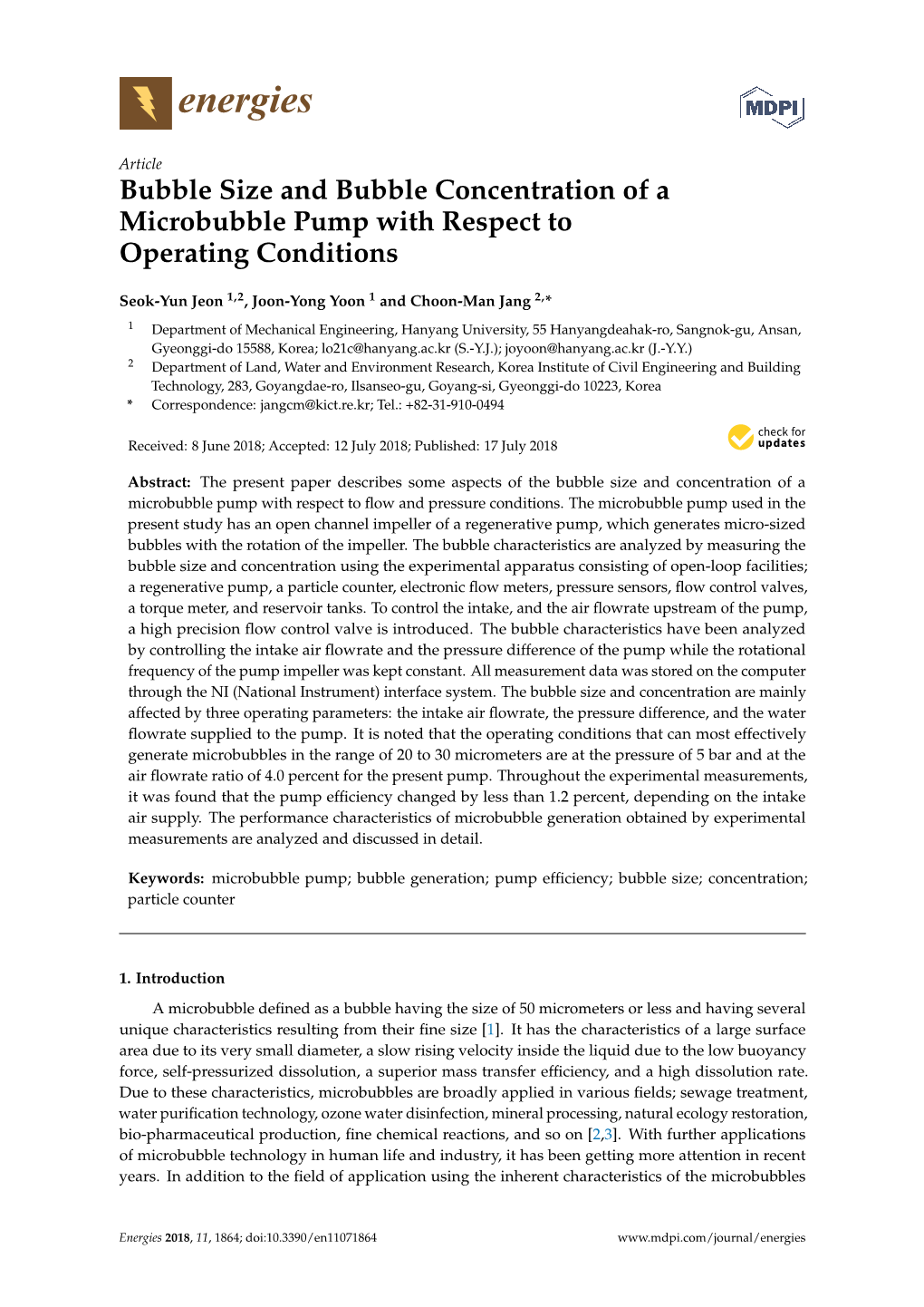 Bubble Size and Bubble Concentration of a Microbubble Pump with Respect to Operating Conditions