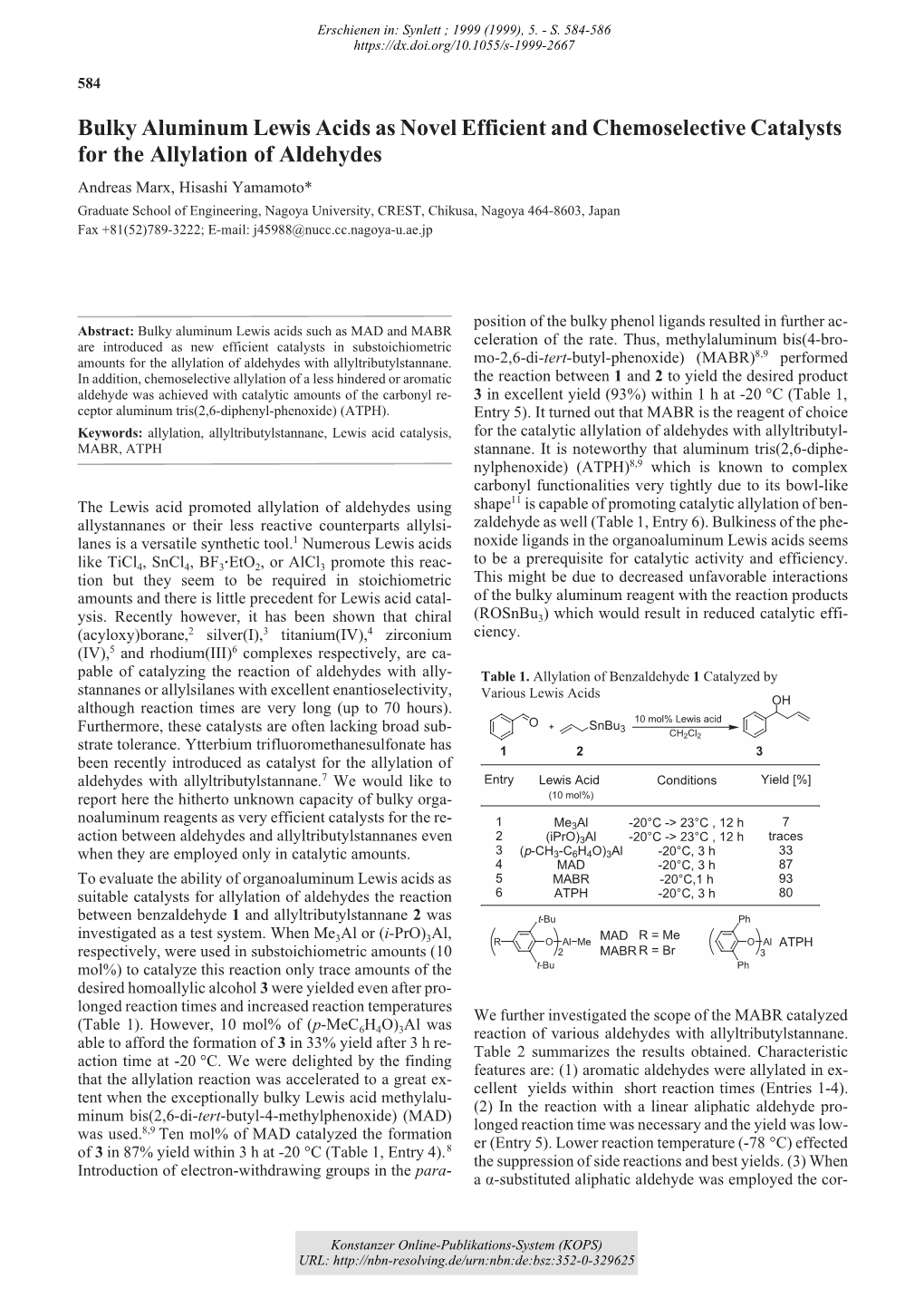 Bulky Aluminum Lewis Acids As Novel Efficient and Chemoselective