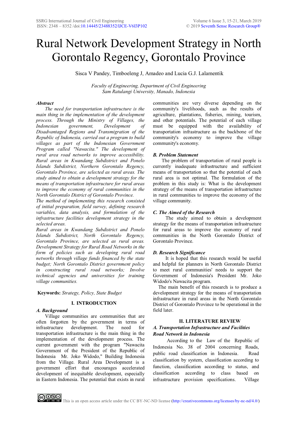 Rural Network Development Strategy in North Gorontalo Regency, Gorontalo Province