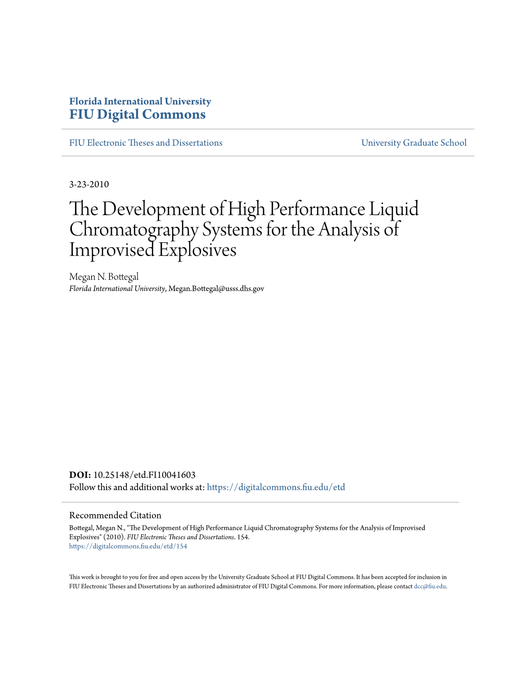 The Development of High Performance Liquid