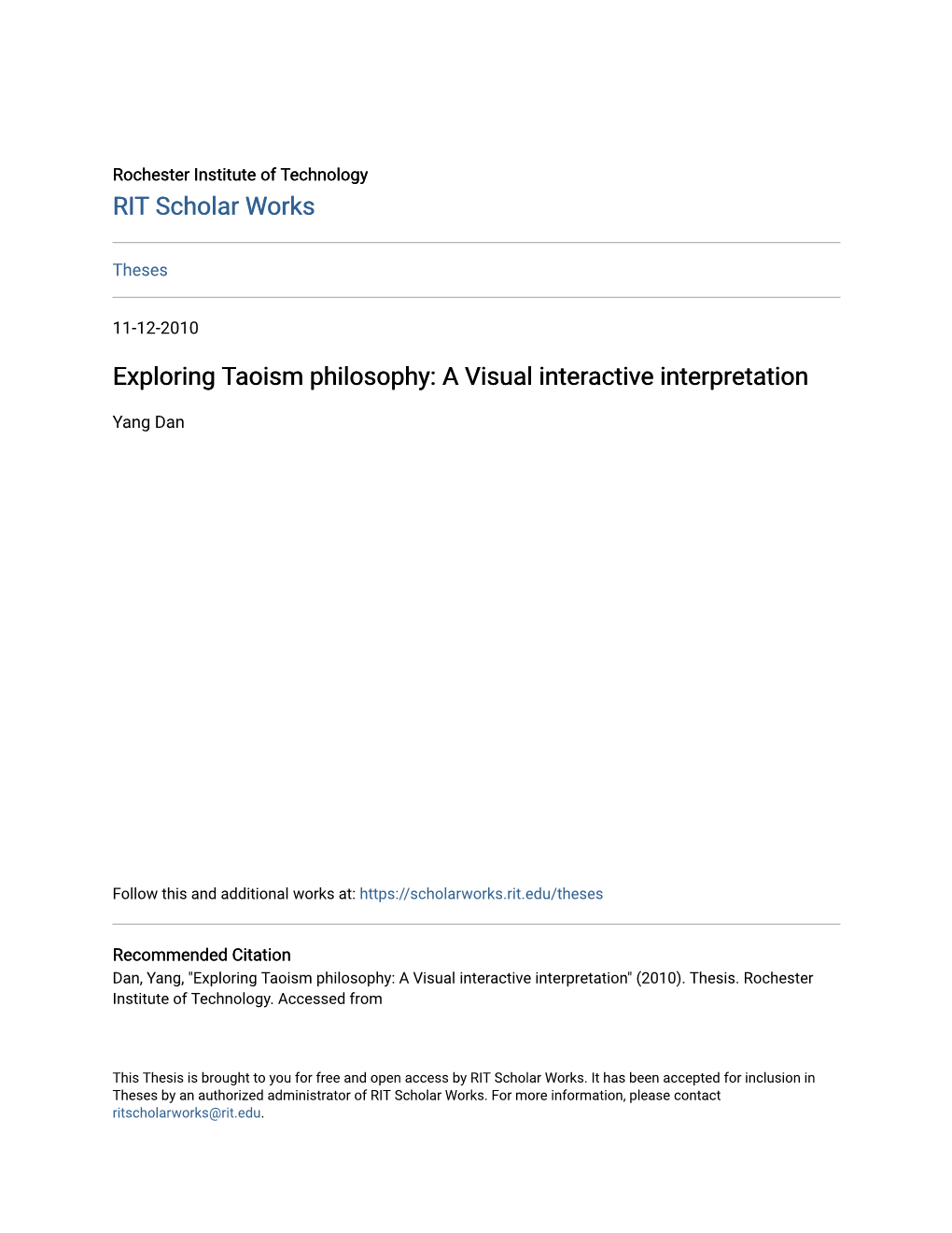 Exploring Taoism Philosophy: a Visual Interactive Interpretation