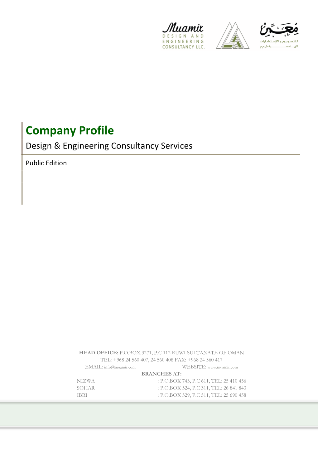 Company Profile Design & Engineering Consultancy Services