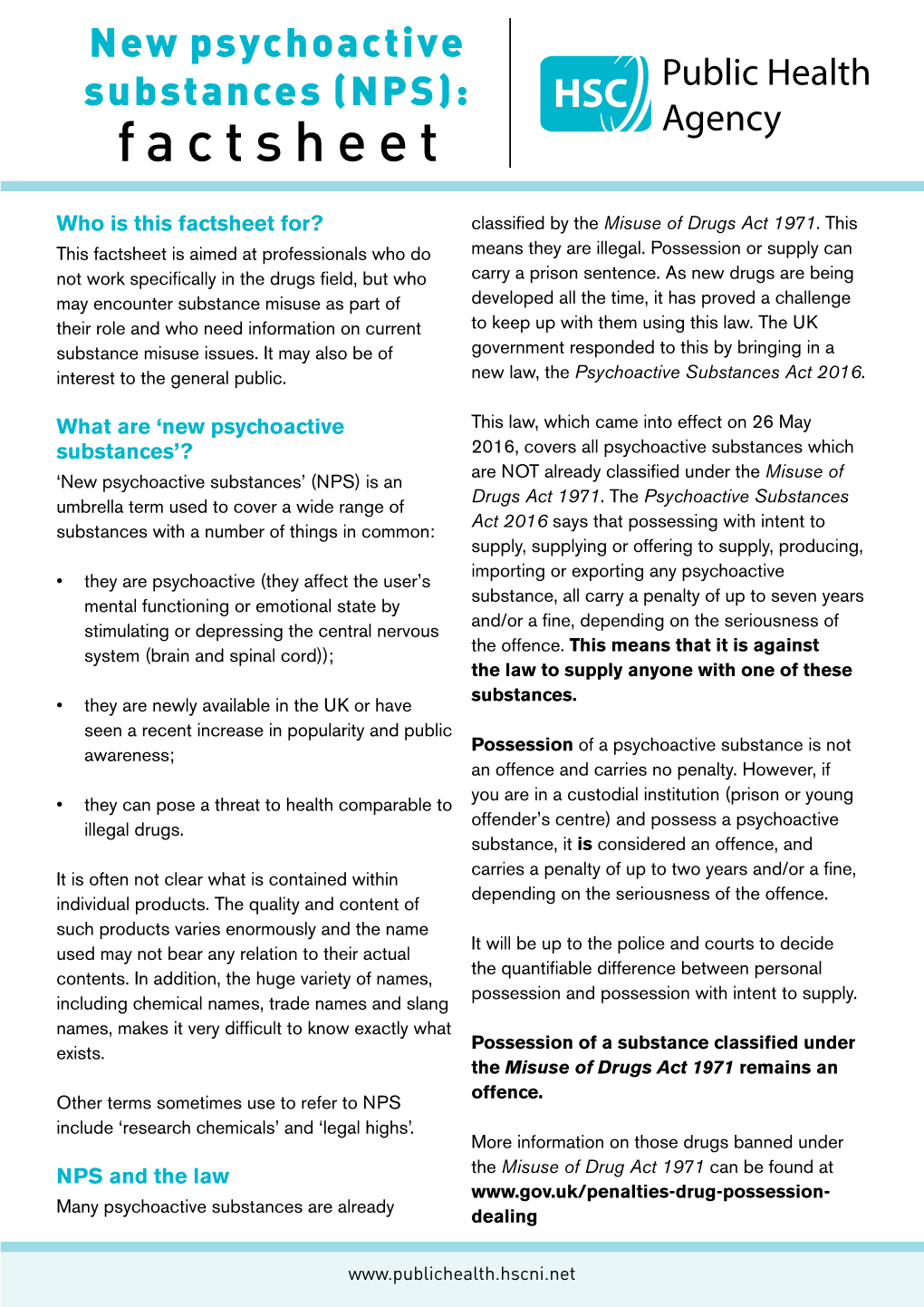 New Psychoactive Substances (NPS): Factsheet