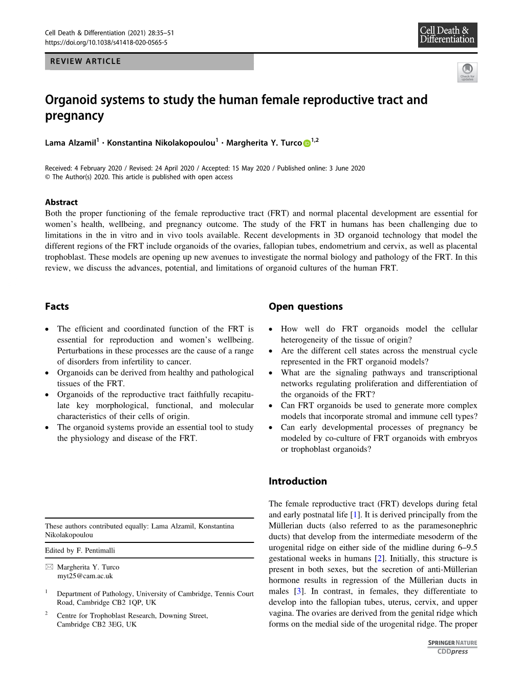 Organoid Systems to Study the Human Female Reproductive Tract and Pregnancy