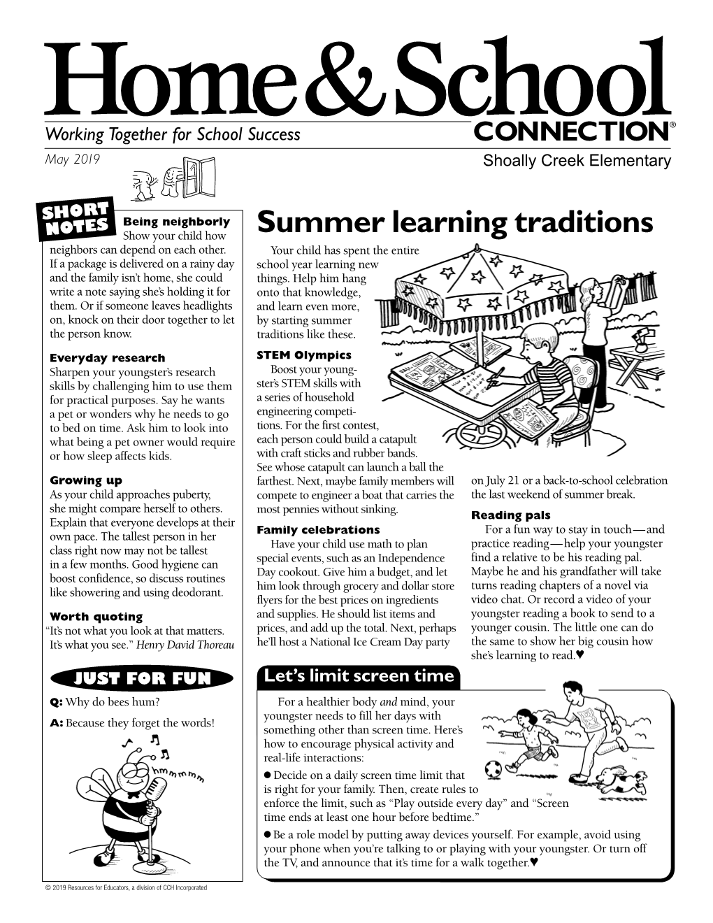 Resources for Educators, a Division of CCH Incorporated Home & School CONNECTION® May 2019 • Page 2