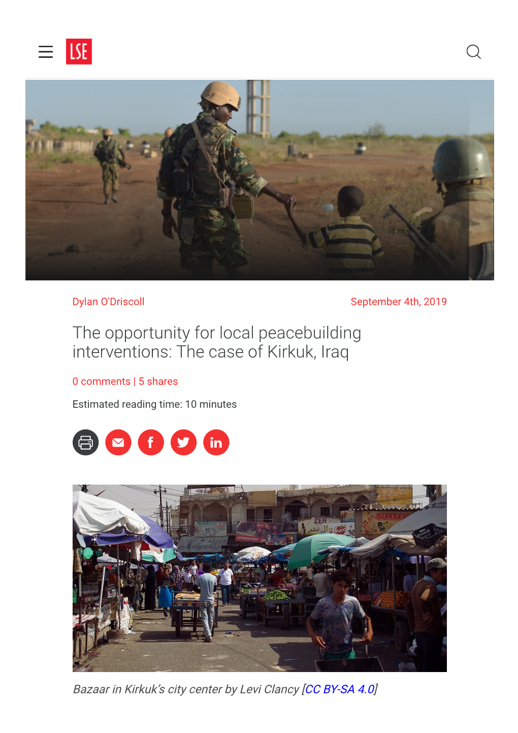 The Opportunity for Local Peacebuilding Interventions: the Case of Kirkuk, Iraq