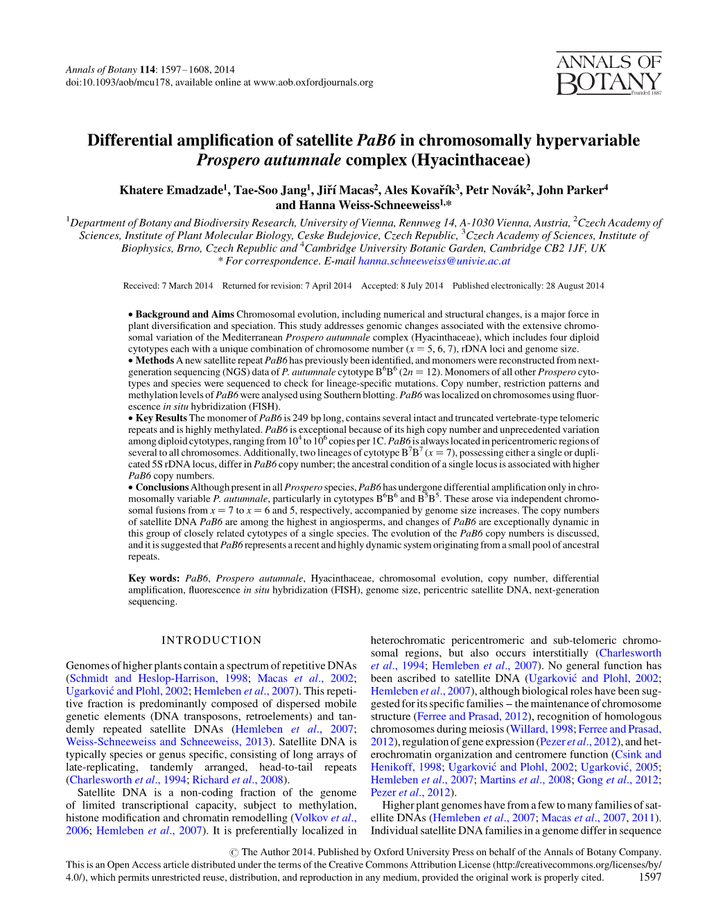 Differential Amplification of Satellite Pab6 In