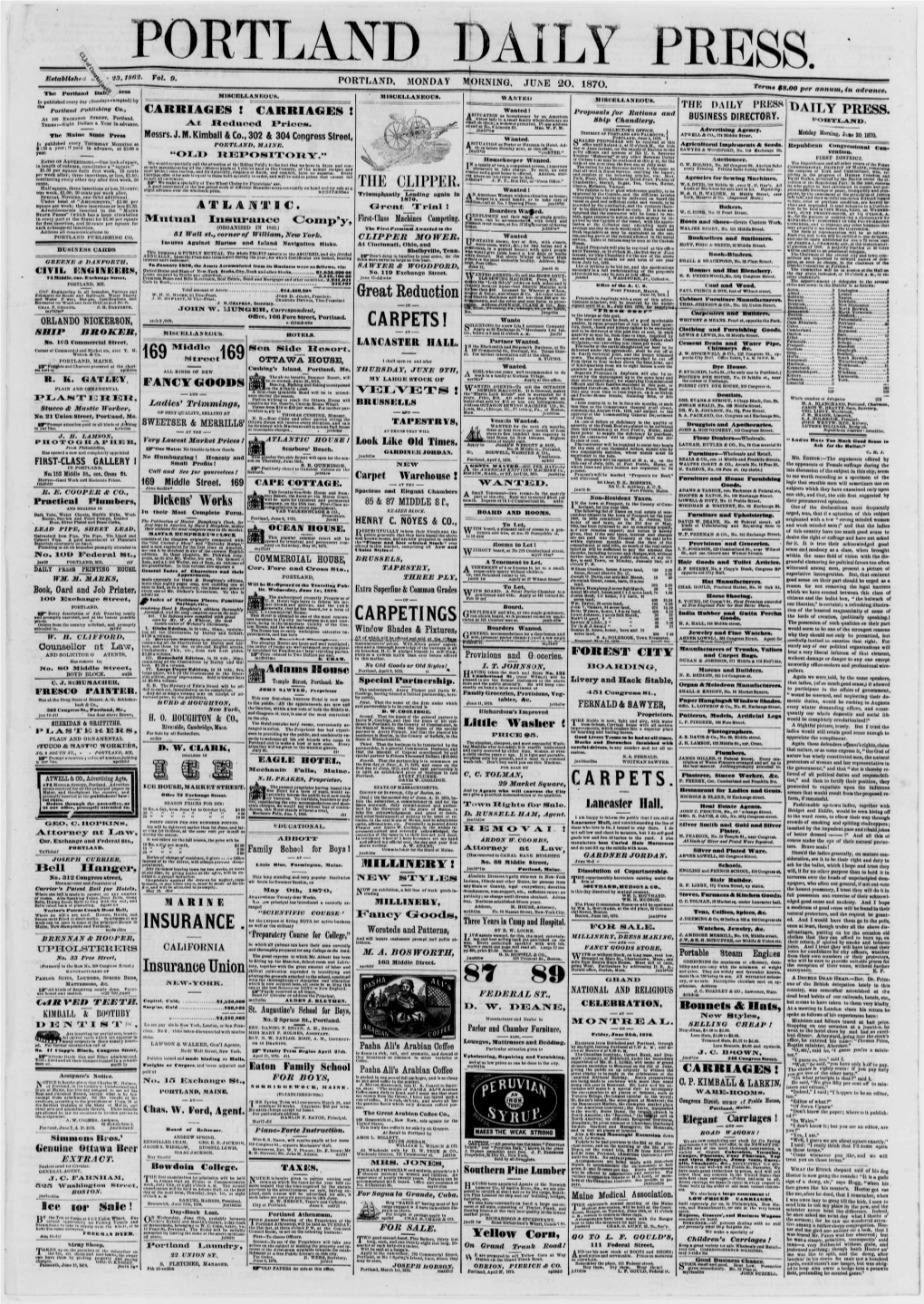 Portland Daily Press: June 20,1870