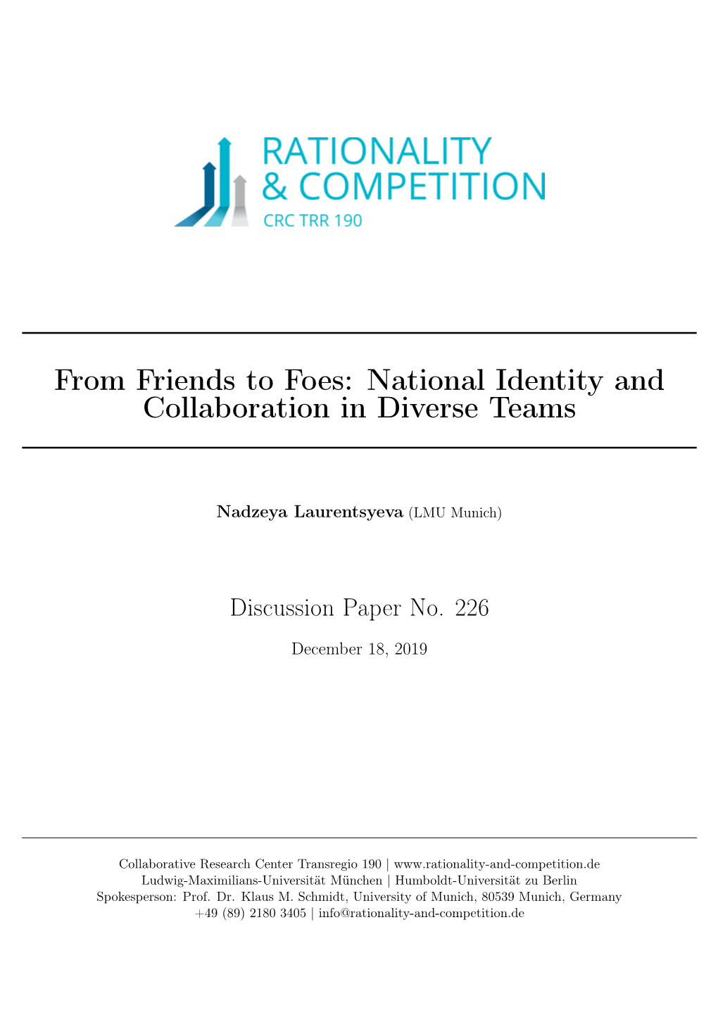 From Friends to Foes: National Identity and Collaboration in Diverse Teams