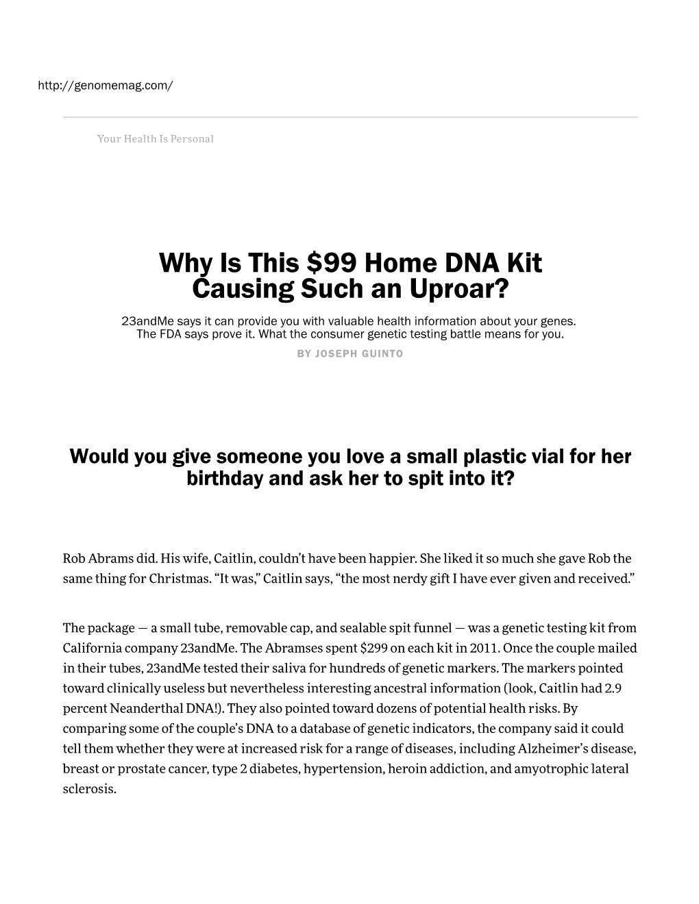 Why Is This $99 Home DNA Kit Causing Such an Uproar?