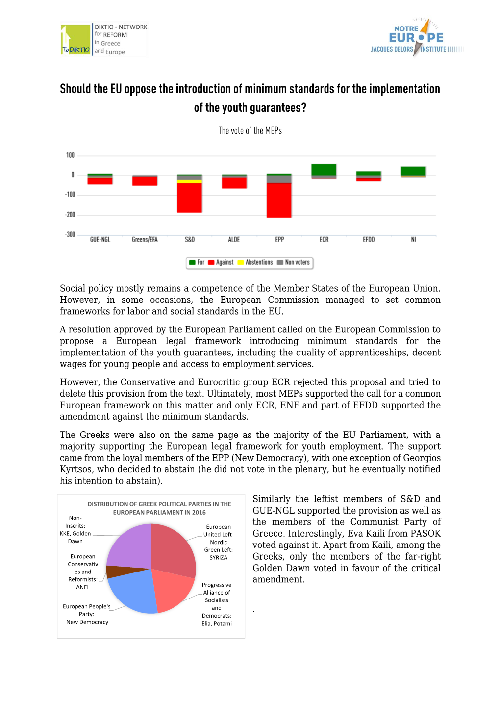 Should the EU Introduce Minimum Standards for the Implementation of the Youth Guarantees?