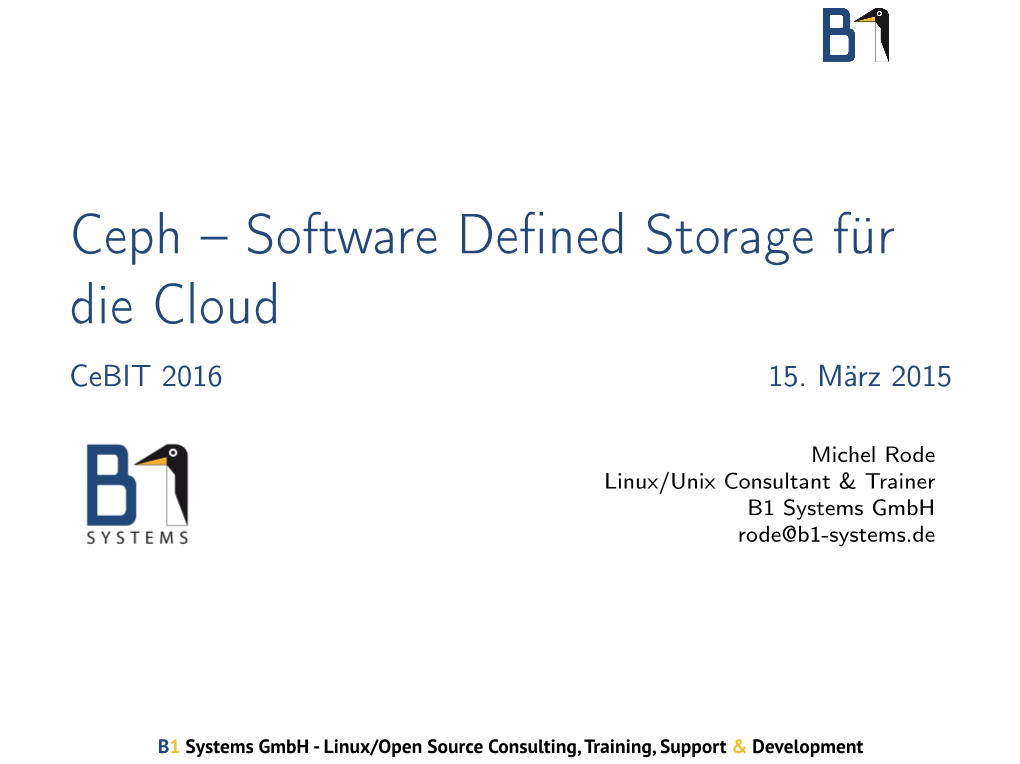 Ceph – Software Defined Storage Für Die Cloud