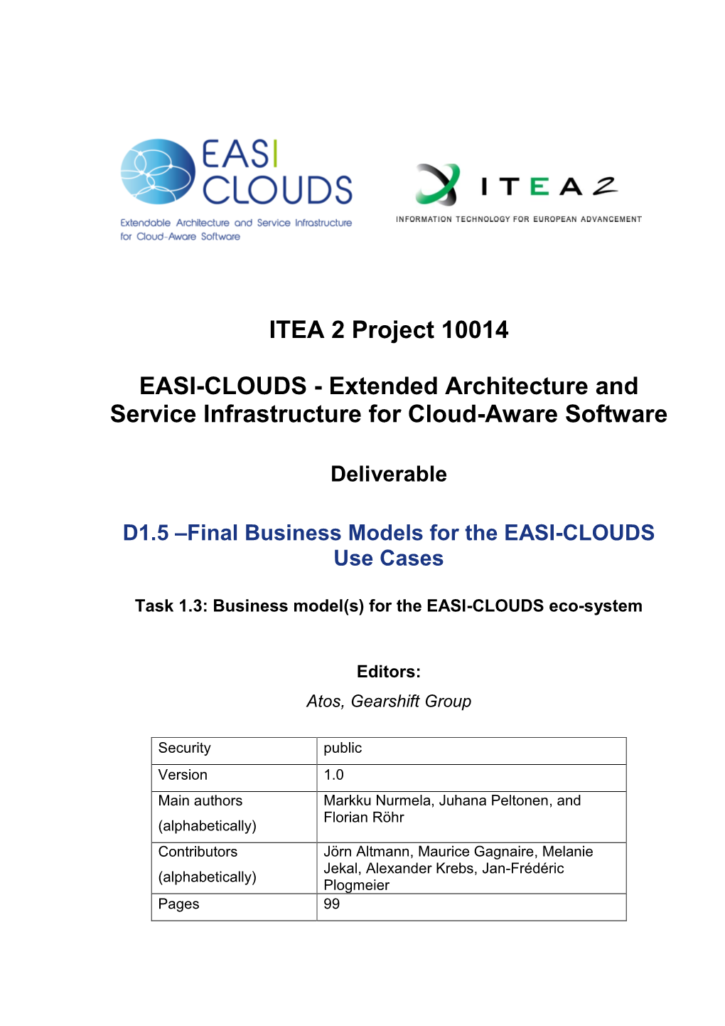 ITEA 2 Project 10014 EASI-CLOUDS