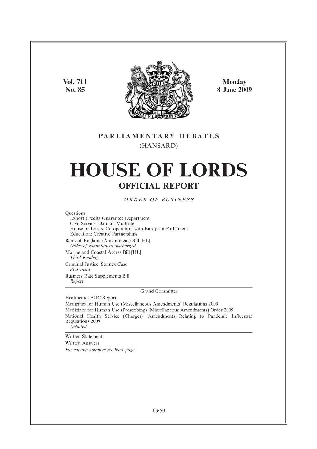 House of Lords Official Report