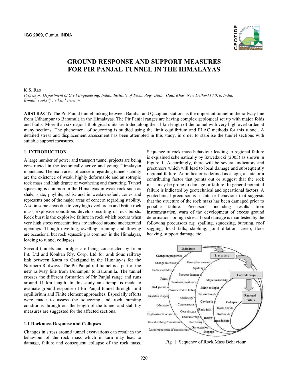 Ground Response and Support Measures for Pir Panjal Tunnel in the Himalayas