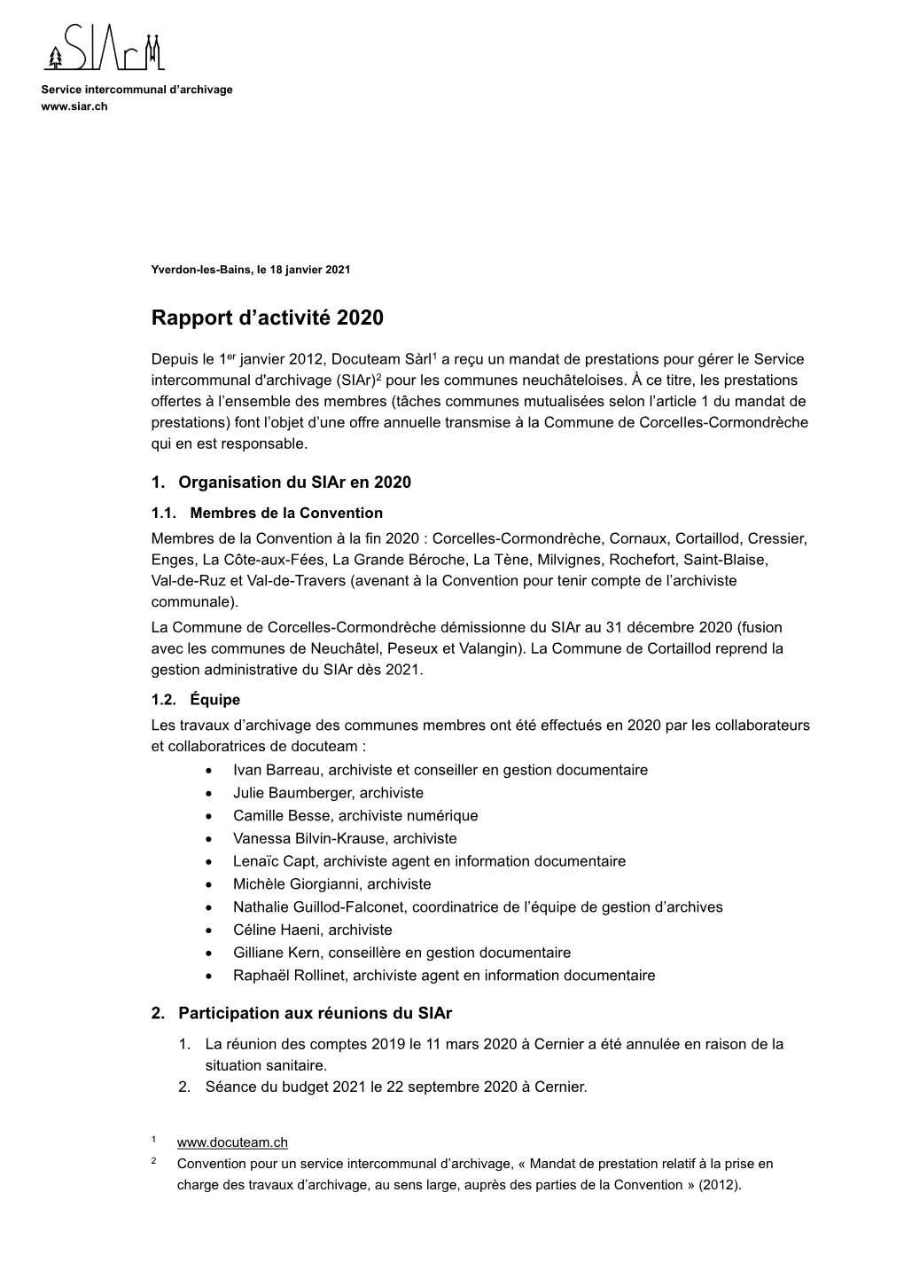 Rapport D'activité 2020