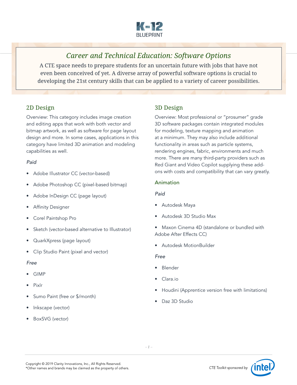 Software Options a CTE Space Needs to Prepare Students for an Uncertain Future with Jobs That Have Not Even Been Conceived of Yet