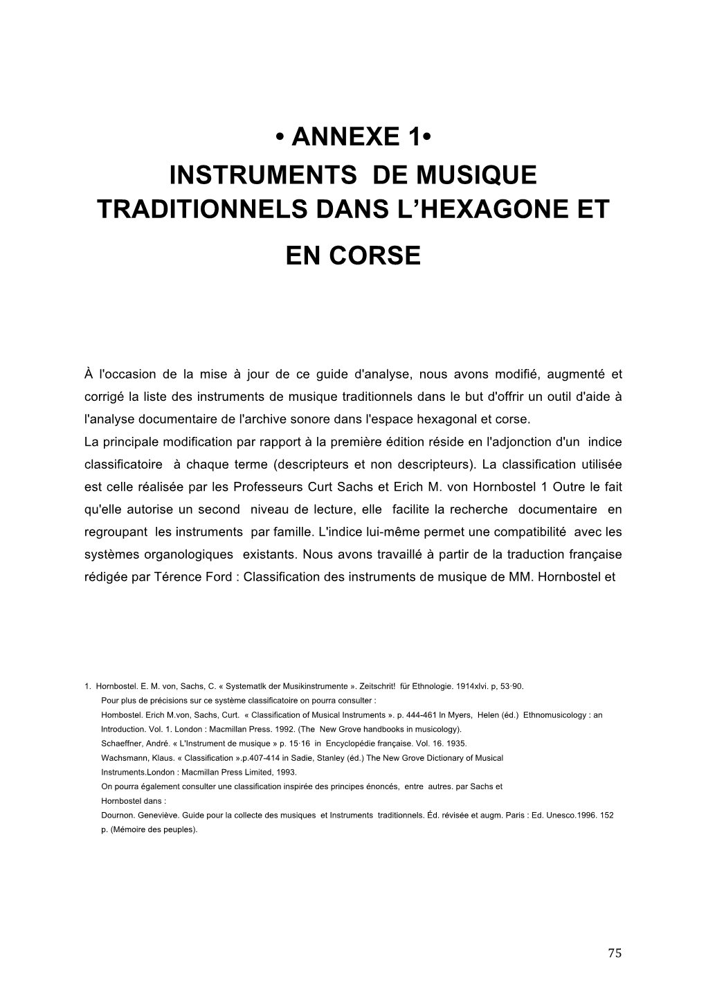 Annexe 1• Instruments De Musique Traditionnels Dans L’Hexagone Et En Corse