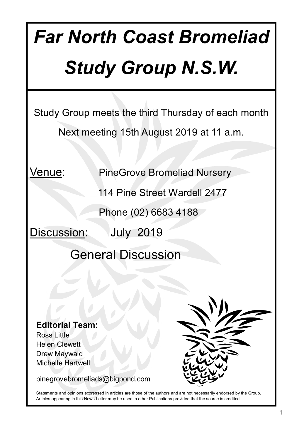 Far North Coast Bromeliad Study Group N.S.W