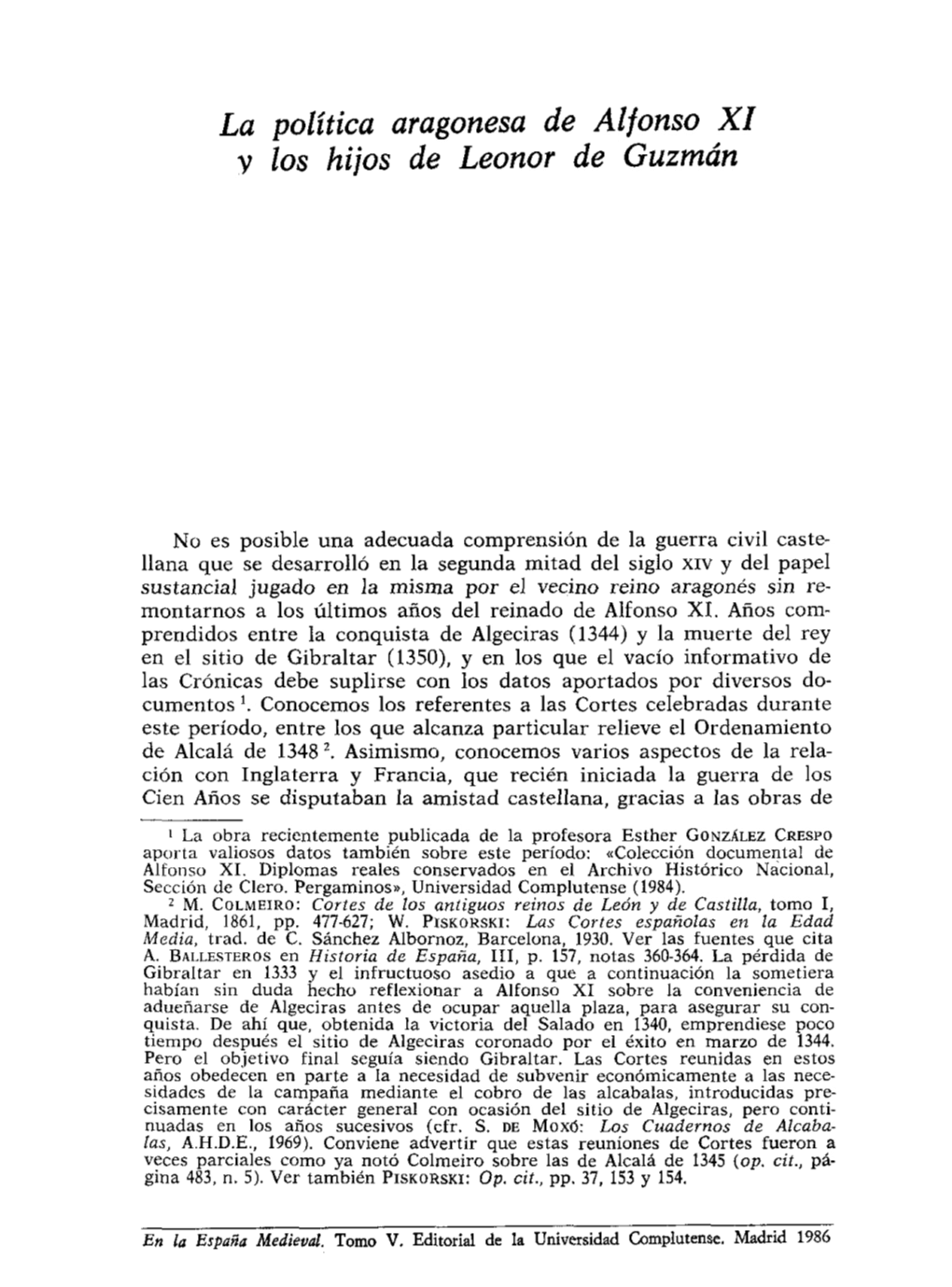 La Política Aragonesa De Alfonso XI Y Los Hi¡Os De Leonor De Guzmán