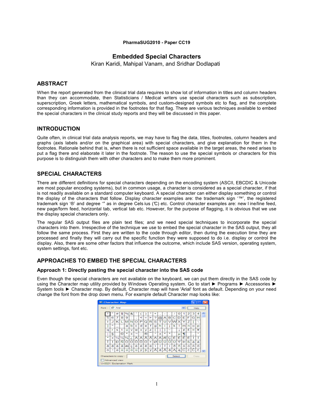 In Data, Titles And/Or Footnotes Using Character and Hexadecimal