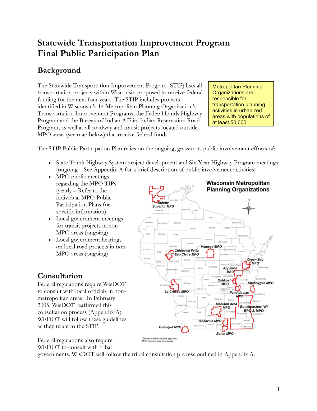 Statewide Transportation Improvement Program Final Public Participation Plan