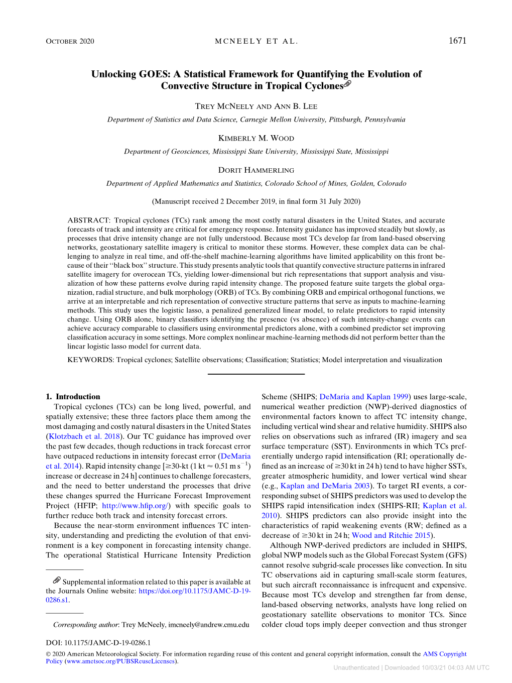 Downloaded 10/03/21 04:03 AM UTC 1672 JOURNAL of APPLIED METEOROLOGY and CLIMATOLOGY VOLUME 59