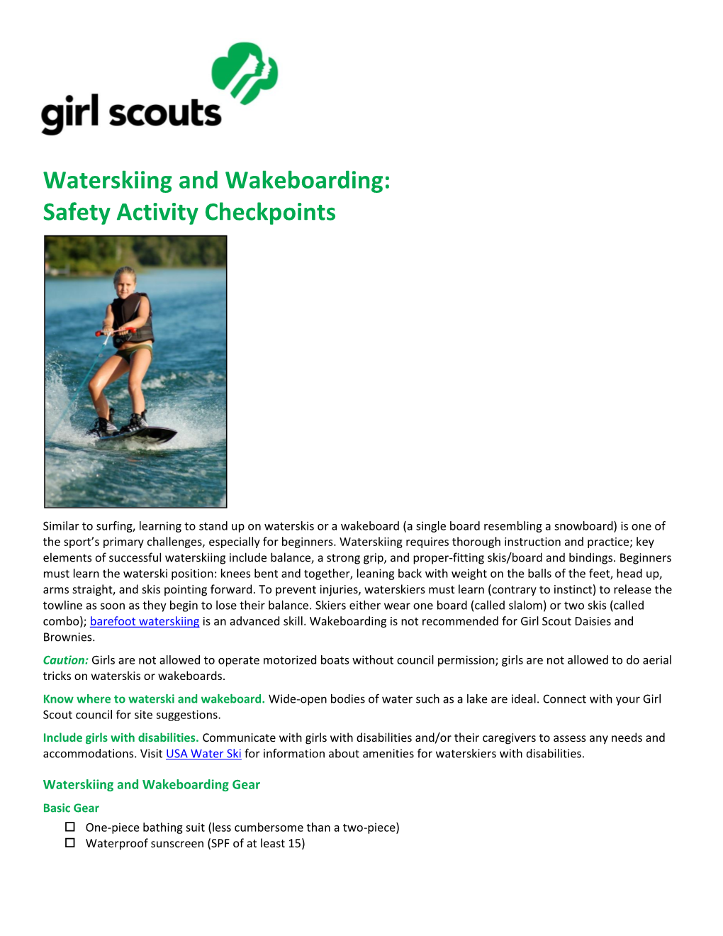 Waterskiing and Wakeboarding: Safety Activity Checkpoints