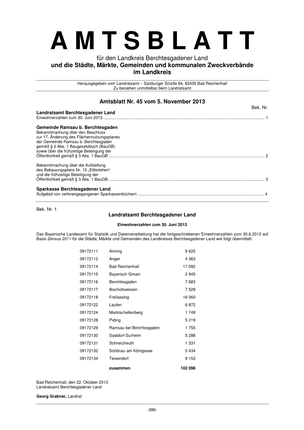 Amtsblatt Nr 45 Vom 05-11-2013 Volltext