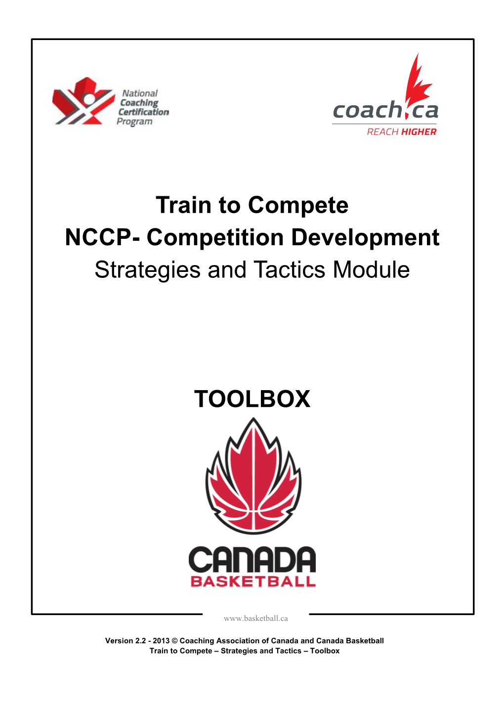 Train to Compete NCCP- Competition Development Strategies and Tactics Module