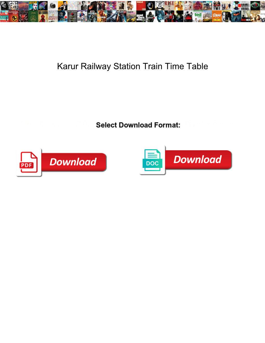 Karur Railway Station Train Time Table